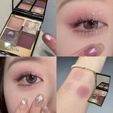 YICKYUE - 4-Color Eyeshadow Palette Mashed Potato Smoky Rose Pink Earth Brown Color Matte Brighten Pearlescent Shimmer Eye Shadow Powder