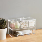 Cosmetic Storage Organizer Makeup Organizer Storage Box Cotton Swab Balls Box Dispenser Acrylic Storage Container Stackable