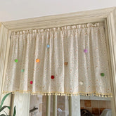 French pastoral floral door curtain cotton and linen bedroom partition bathroom feng shui curtain