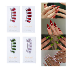 YICKYUE - 96pcs(4 boxes) French long almond nail fake nail, press nails, fake nails, suitable for women and girls y2k
