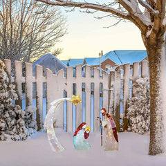 Tinsel Nativity Scene Warm White Yard Light for Easter Christmas Outdoor Yard Garden Decorations Event Decoration