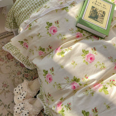 French Retro Rose Cotton Four-Piece Cotton Quilt Cover Bed Sheet 1.5/1.8 M Bed