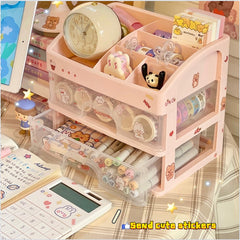 Korea Transparent Storage Box Drawer Organizer Storage Multi Layer Plastic Container Cosmetic Storage Box Makeup Organizer Desk