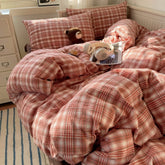 YICKYUE - Vintage Plaid Cottagecore Bedding Set