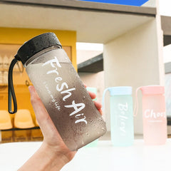 600ml Frosted Plastic Kids Water Bottle For School Drinking Cute Sports Water Cup Portable Clear Space Cup Anti Fall BPA Free