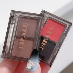 YICKYUE - Two-colors Eyeshadow Palette Rose Pink Black Color Pearl Matte Glitter Eyeshadow Lasting Shiny Earth Color Eye Shadow Eye Makeup