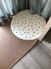 YICKYUE - Shaggy Round Carpet Kids Room Home Soft Rugs For Bedroom Black Dot Computer Chiar Floor Mat Nordic Sofa Coffee Table Area Rug