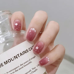 Press on False with Designs Set Cartoon Animal Decal Fake Nails Art Heart Point Full Cover Artificial Short Nail Tips Z163