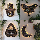YICKYUE - Butterfly Wooden Wall Shelf Crystal Essential Oil Storage Rack Wall Display Decor Wall Mount Living Room Home Organizer Shelf