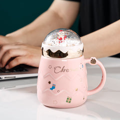 2022 New Creative Cartoon Santa Claus Ceramic Mug Christmas with Lid Large-capacity Gift Water Cup Milk Cup 500ml