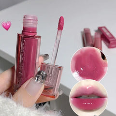 YICKYUE - Mirror Water Glossy Lip Glaze Crystal-frozen Glossy Clear Lip Gloss Black Tea Red Liquid Lipstick Doodle Lips Korean Makeup