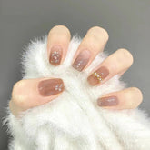 24PCS Sweet Fake Nails press on Crystal Pearl Full Cover Midi Nails Suitable Fairy Girls Decor Wearable nail tips free shipping