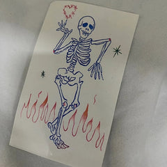 Blue Flame Skull Temporary Tattoo Stickers Line Love Men Women Waterproof Cool Art Fake Tattoo Arm Leg Chest Tattoo Sticker
