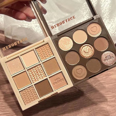 Yickyue Button Knit Pattern 9 Color Eyeshadow Tray Matte Oatmeal Eyeshadow Pigment Powder Korean Autumn Winter Makeup Kit Professional