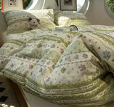 YICKYUE - Fresh fashion green flower rabbit beding set,twin full queen french floral cotton home textile bed sheet pillow case quilt cover
