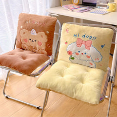 Yickyue Cute Bear Home Decorative Cushion For Chair Kawaii Plush Stuffed Animal Sitting Back Cushion For Office School Korean Room Decor