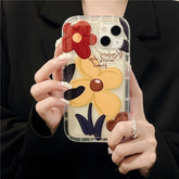 Yickyue Retro Oil Painting Flower Transparent Phone Case For iPhone 14 11 13 12 Pro Max 14 Plus 7 8 Plus SE Air Cushion Shockproof Cover