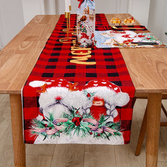 Yickyue Christmas red and black plaid Christmas tree skirt Christmas apron Christmas stocking tablecloth set home decorations