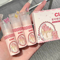 Yickyue Kawaii Teacup Bear Set Lipstick 3pcs Velvet Matte Lip Mud Fog Face Not Dry Not Fade Lip Gloss Korean Makeup Lip Makeup Gift Box