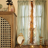 YICKYUE - Pastoral Green Gingham Curtain