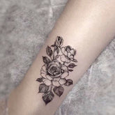 Waterproof Temporary Tattoo Sticker Black Rosette Flower Design Body Art Fake Tattoo Flash Tattoo Arm Female Male