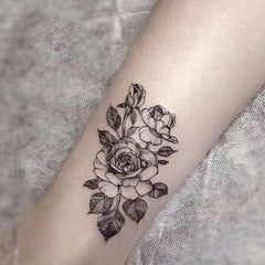 Waterproof Temporary Tattoo Sticker Black Rosette Flower Design Body Art Fake Tattoo Flash Tattoo Arm Female Male