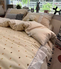 YICKYUE - Sweet lovely fairyfair strawberry bedding set 1.5 1.8,full queen elegant cotton home textile bed sheet pillow case quilt cover