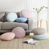 6pcs Simple fashion plain color home round cushion pillow solid color super soft comfortable breathable cushion Japanese style
