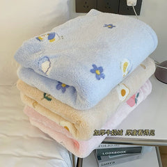 YICKYUE - Ins Floral Plush Throw Blanket For Girls Cartoon Duck Soft Flannel Blanket Throw Sofa Bed Cover Sheet Decor Home Textiles