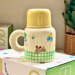 YICKYUE - Large Capacity Cup Water Kettle Kettles Women Gilr Cute Color Ceramic Lid Tea Mikl Coffee Cups Water Set Kitchen Acceesories