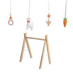 4/5Pcs Wooden Fitness Rack Crochet Animals Baby Play Gym Activity Pendants Hanging Teething Nursing Rattle Toys Gift