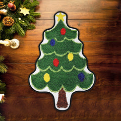 YICKYUE - Christmas Tree Shape Floor Mat Anti Slip Entrance Door Bedroom Bath Toilet Mat Carpet 2025 New Year Gift Navidad Home Decoration