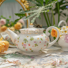 YICKYUE - English Exquisite Coffee Cup Saucer Set Pastoral Gold Ceramic Home Drinkingware Afternoon Tea Set Flower Black Tea Coffee Pot