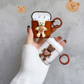 Brown earphone case 3d bear cute earphone case for apple airpod 1 2 3 wireless bluetooth charging box for airpods pro cover capa