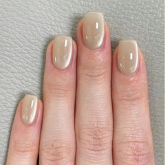 YICKYUE - Pur White Cat Eyes Handmade Press on Nails Wearing Armor Square Short Armor Simple Solid Color Cute Nail Art 