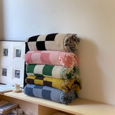 YICKYUE - Modern Simple Large Checkerboard Towel Blanket Sofa Decorative Casual Nap Blanket Office Air Conditioning Blanket