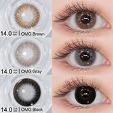 YICKYUE OMG & Supersize Color Contact Lenses 14.0/14.5mm 6 Months Brown Lenses Gray Pupils Black Lenses
