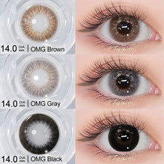 YICKYUE OMG & Supersize Color Contact Lenses 14.0/14.5mm 6 Months Brown Lenses Gray Pupils Black Lenses