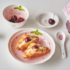 Creative Kawaii Strawberry Children's Bowl Cute Girl Heart Rice Bowl Beautiful Rice Bowl Ceramic Eating Bowl Cute Girl Princess