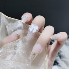 Fake Finger Press On Nails Heart 24PCS Long Ballet Nails Japanese Full Cover Nail Tips Design Nail For Girls Free Shipping Items