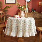 Yickyue Round Table cloth American Vintage Green Print Mosaic Table Cover Ins Garden Tablecloth Wedding Decoration