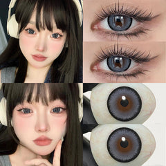 YICKYUE - 1 Pair Colored Contact Lenses with Degree Natural Eye Contact Prescription Lens Iris Eye Lens Natural Korean Lenses