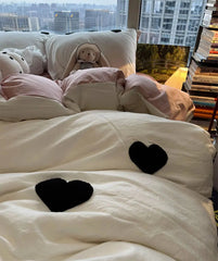 YICKYUE - Lovely embroid rabbit pink horse bedding set,twin full queen king cute cotton home textile bed sheet pillow case quilt cover