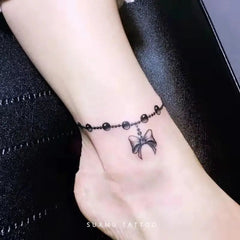 YICKYUE - Ankle Feather Anklet Sexy Tattoo Stickers Waterproof Green Leaf Watercolor Tattoo Art Fake Temporary Tattoos Clavicle Shoulder