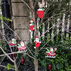 Yickyue Santa Snowman Sleigh Christmas Wooden Wind Chimes Holiday Ornaments Hanging Pendant 2022 Xmas Socks Decor Home Party Decoration