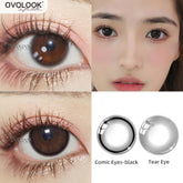 YICKYUE -2pcs/pair Natural Pupil Lenses Contact Lenses for Eyes Comic Black Eyes Tear Eye 2 Tone Series Eye Contacts (dia:14mm)