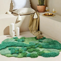 YICKYUE - 80X140CM Green Moss Tufted Rug Villa Home Entrance/Hallway Doormat Soft Kids Room Carpet Thick Irregular Cloakroom Floor Mat