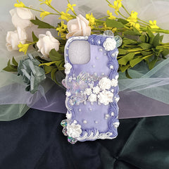Handmade Customized Case For Samsung Galaxy S21 FE DIY Phone Cover S22ultra Bowknot Flower bling pearl cream shell S20 Girl gift