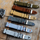 YICKYUE - 20mm 22mm High Quality Suede Leather Vintage Watch Strap Blue Watchband Replacement Strap For Watch Accessories Sport Bracelet