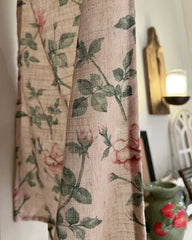 YICKYUE - 2PC/lot Rose Pattern Door Curtains Printed Light Pink Imitation Linen Short Curtains Cafe Kitchen Cabinet Valance Home Decor